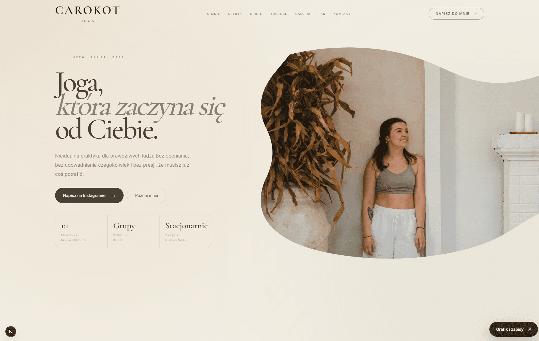 Projekt strony internetowej Carokot Joga